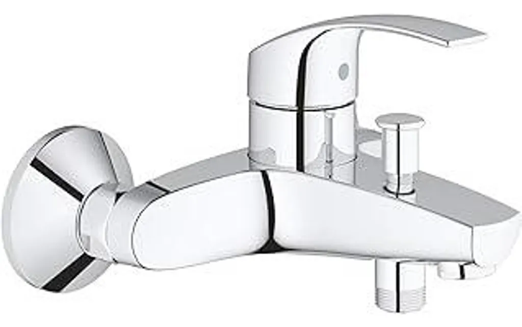 GROHE Eurosmart, miscelatore per vasca da bagno (miscelatore per doccia per vasca da bagno, miscelatore con commutazione automatica vasca/doccia, con valvola di ritorno integrata, raccordi a S), cromato, 33300002