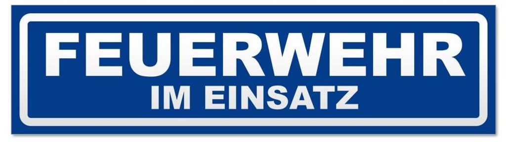 Kiwistar - Autoaufkleber - Verkehrsblau - 30 x 8 cm - Feuerwehr im Einsatz invertiert - Hinweis Aufkleber Sticker für Auto, Kfz, Fahrrad, PKW, LKW