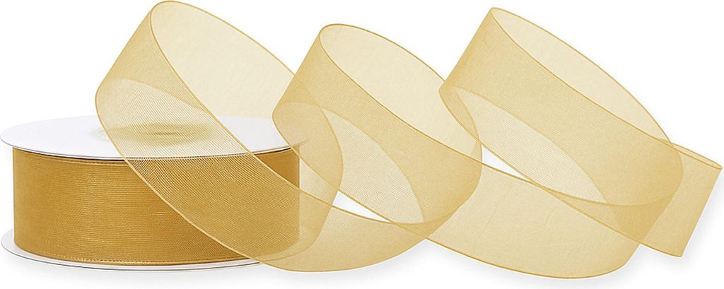 Organzaband 25mm x 25m Rolle Gold