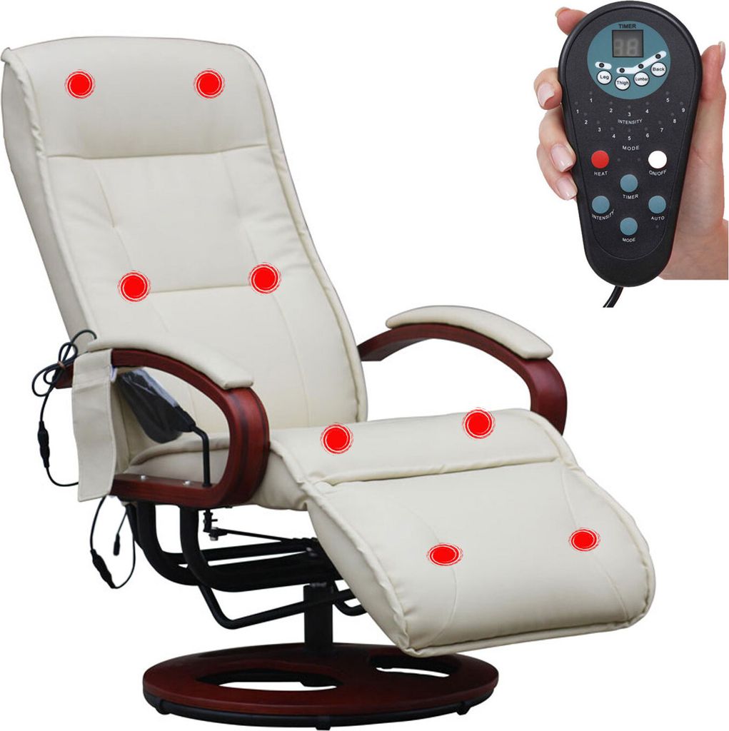 Relaxsessel Terni II mit Massage Leder, creme