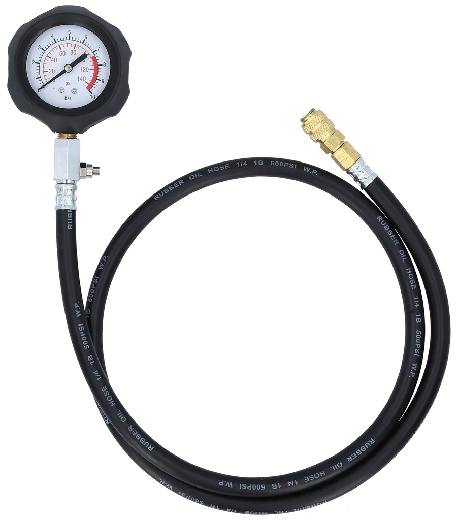 Manomètre 10 bar KS Tools avec tuyau souple et cadran haute précision