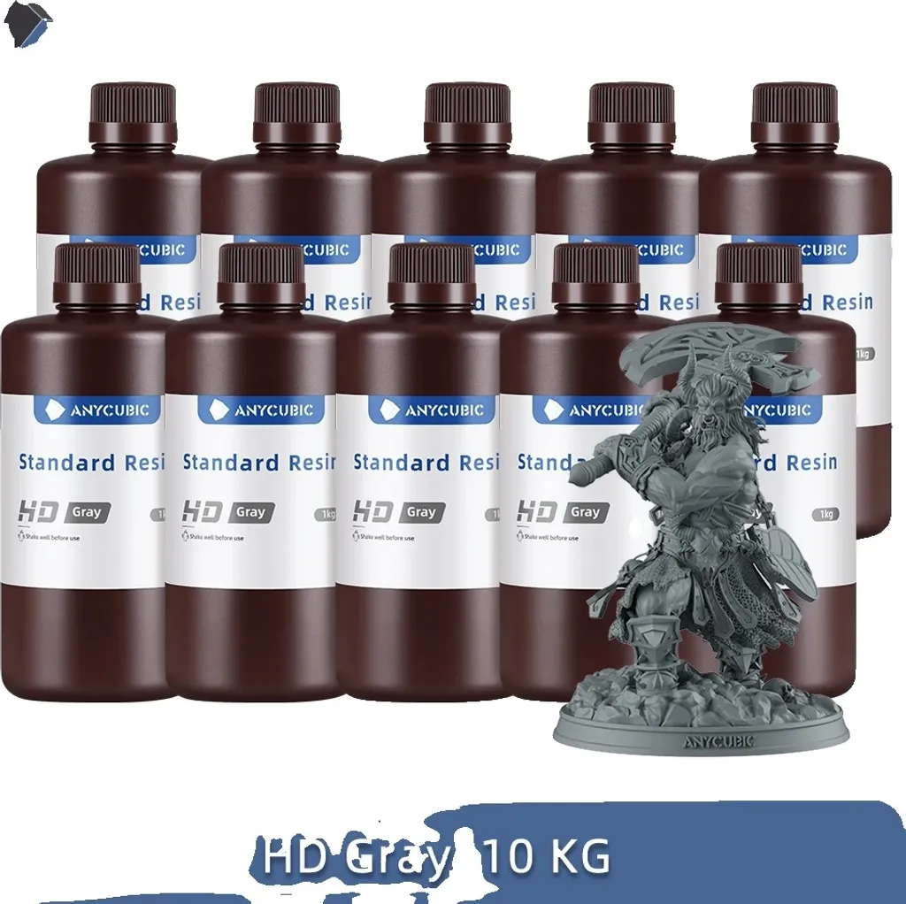 Anycubic Résine UV 405nm Grise - 10KG (10 x 1KG) HD pour Imprimantes LCD