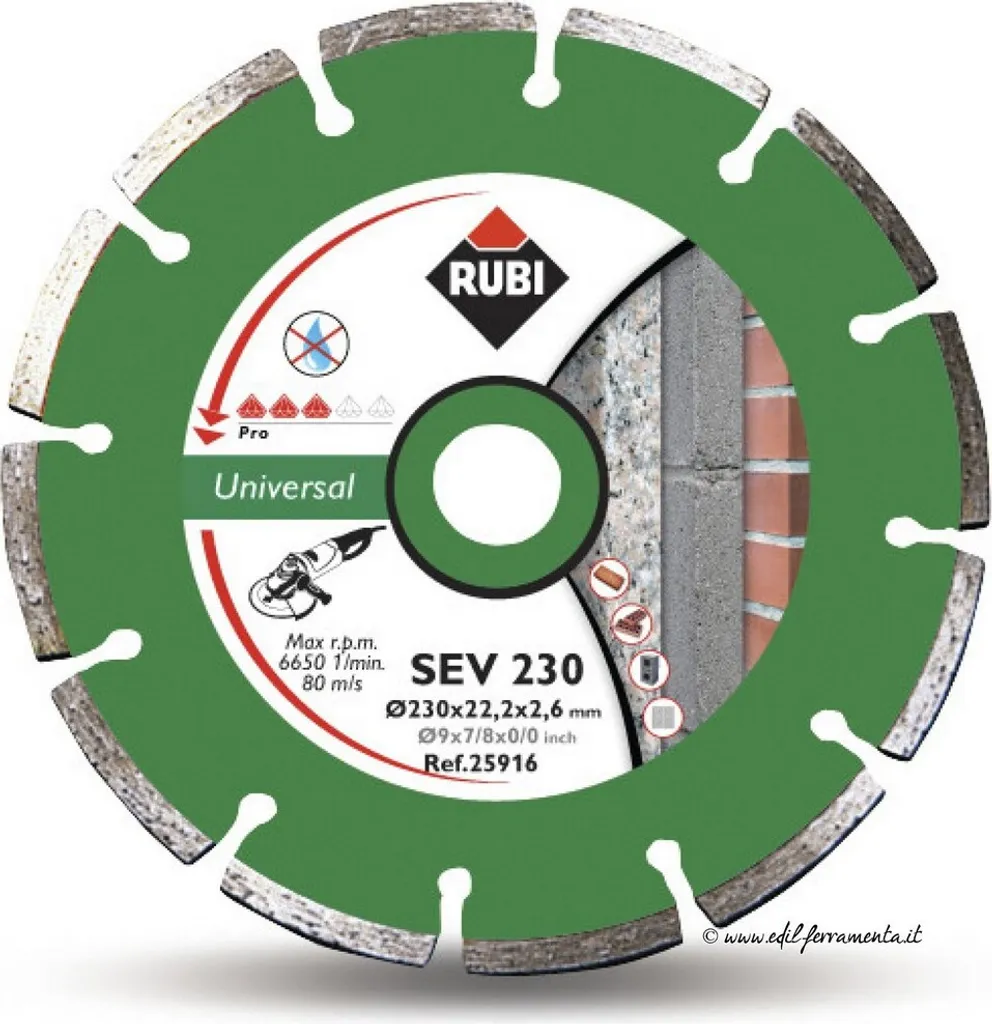Disque Rubi SEV 230 Pro à segments soudés laser pour coupe à sec haute