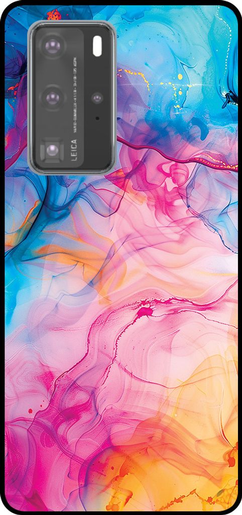 Smartphonica Telefon Fall geeignet für Huawei P40 Pro mit Regenbogen Acryl Marmor Druck - TPU Backcover Fall Regenbogen Acryl Marmor Design
