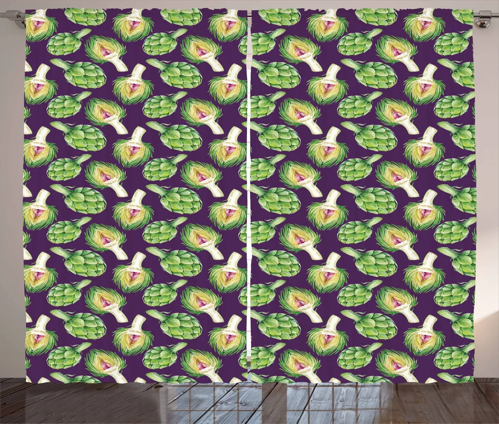 Tenda Elegante ABAKUHAUS Carciofi Viola - 280x245 cm Verde Felce