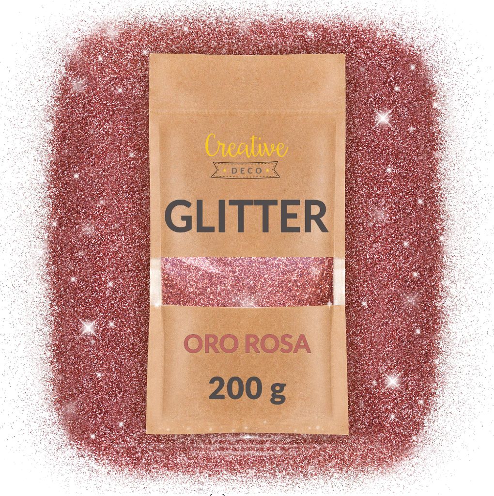 Creative Deco 200g Rosa-Oro Polvere Brillantini per Immagine del prodotto 