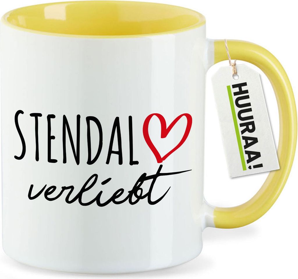 Huuraa Kaffeetasse Stendal verliebt 330ml Gelb Keramik Kaffeebecher Geschenkidee