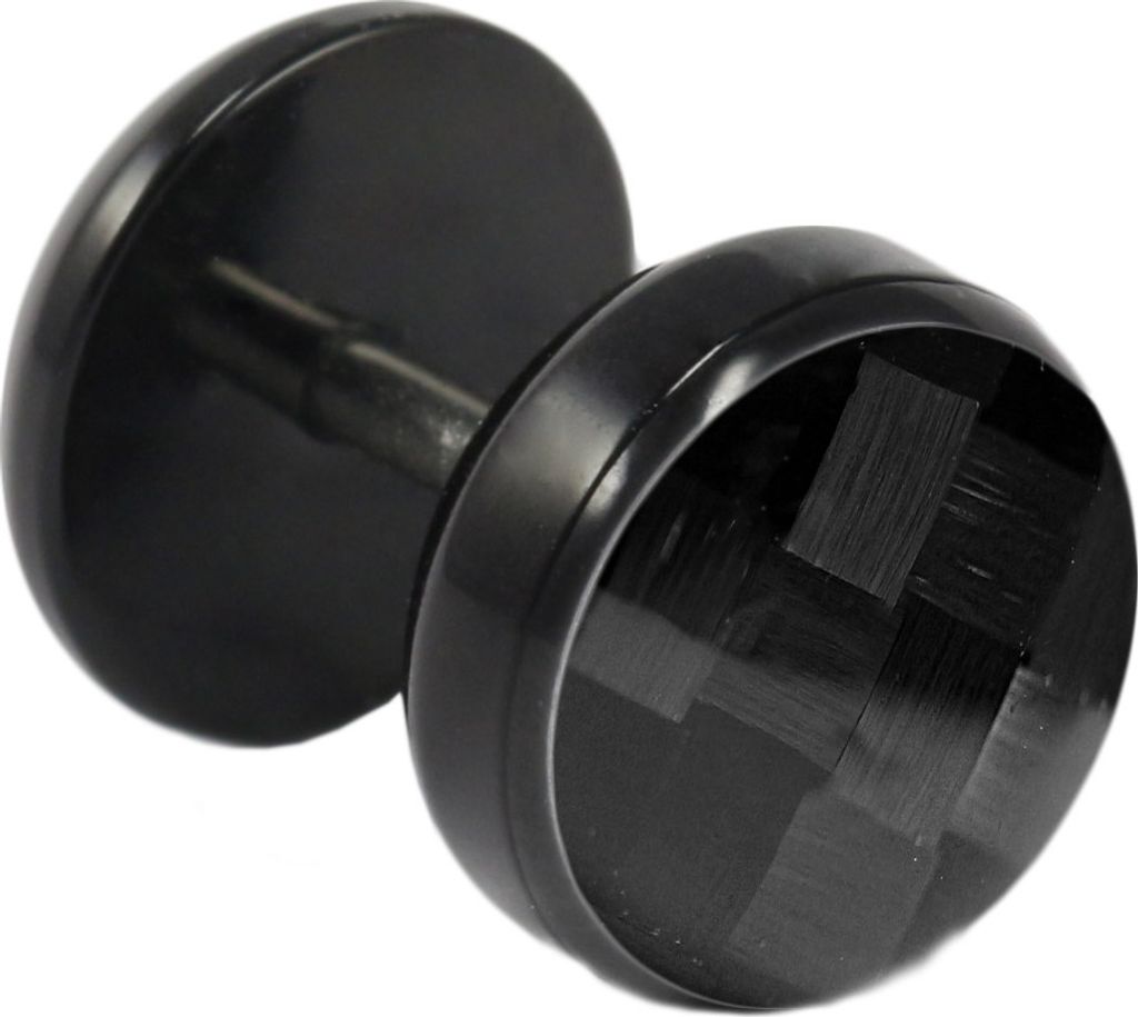 Fake Plug Ohrstecker schwarz Carbonfaser in verschiedenen Farben und Größen Größe - 10 mm Farbe - Groß Schwarz