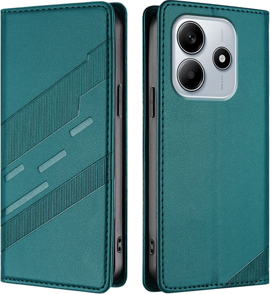 Hülle für Xiaomi Redmi Note 14 4G, Kunstleder Brieftaschen Handyhülle mit Kartenfach und Standfunktion Grün