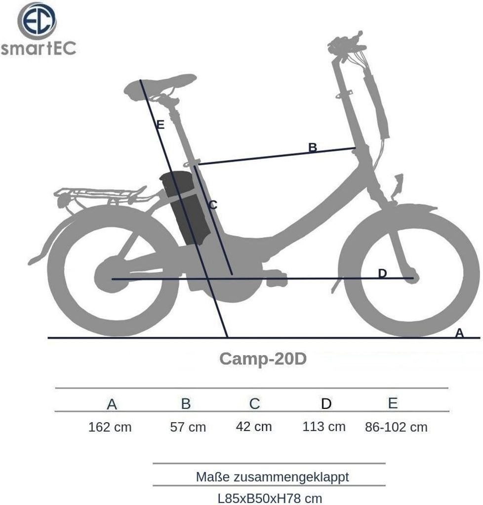 smartEC Camp-20D Falt Pedelec/E-Bike 20 Zoll matt Weiß Produktbild 2