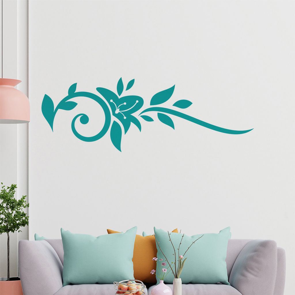 Blume - Linien Wandtattoo in 6 Größen - Wandaufkleber Wall Sticker - Dekoration, Küche, Wohnzimmer, Schlafzimmer, Badezimmer