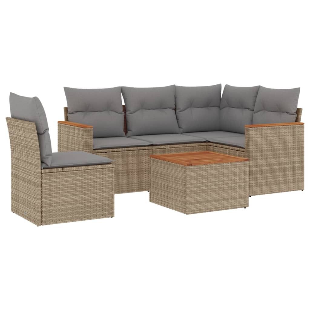 "WINTER SALE" 6-tlg. Garten-Lounge-Set - elegantes Design - Sitzgruppe/Gartengarnitur - mit Kissen Beige Poly Rattan - Terassenmöbel NeuMöbel734503