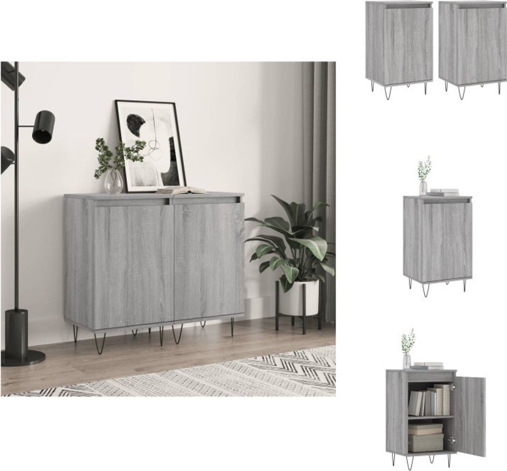 vidaXL Sideboards 2 Stk. Grau Sonoma 40x35x70 cm Holzwerkstoff - Sideboards