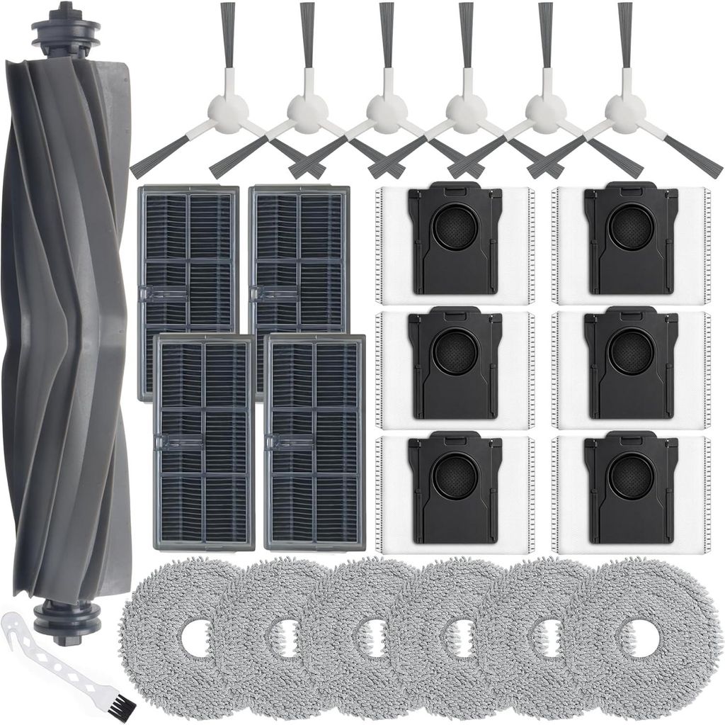 24 Stück Zubehör für Dreame L10s Ultra Gen 2 / L10s Pro Heat / X30 / L40 AE/Mova E30 Ultra Saugroboter,Bestehend Aus 1 Hauptbürste,6 Wischtüch...