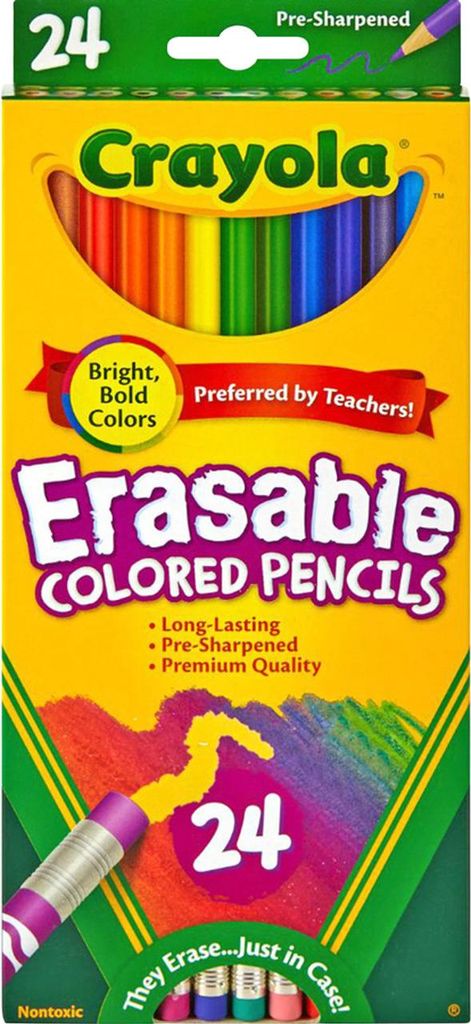 CRAYOLA RADIERBARE Buntstifte mit Radiergummi 24 Farben