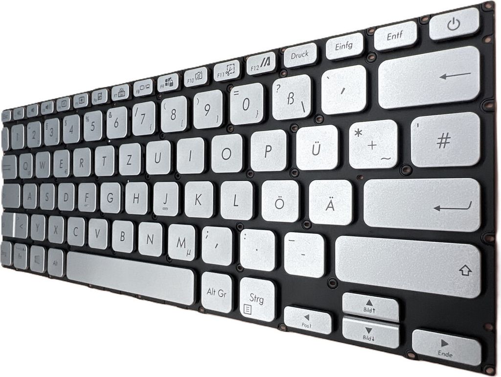 DEUTSCHE-Tastatur Silber mit Beleuchtung komp. für Asus VivoBook 14 X415JA-EB512TS
