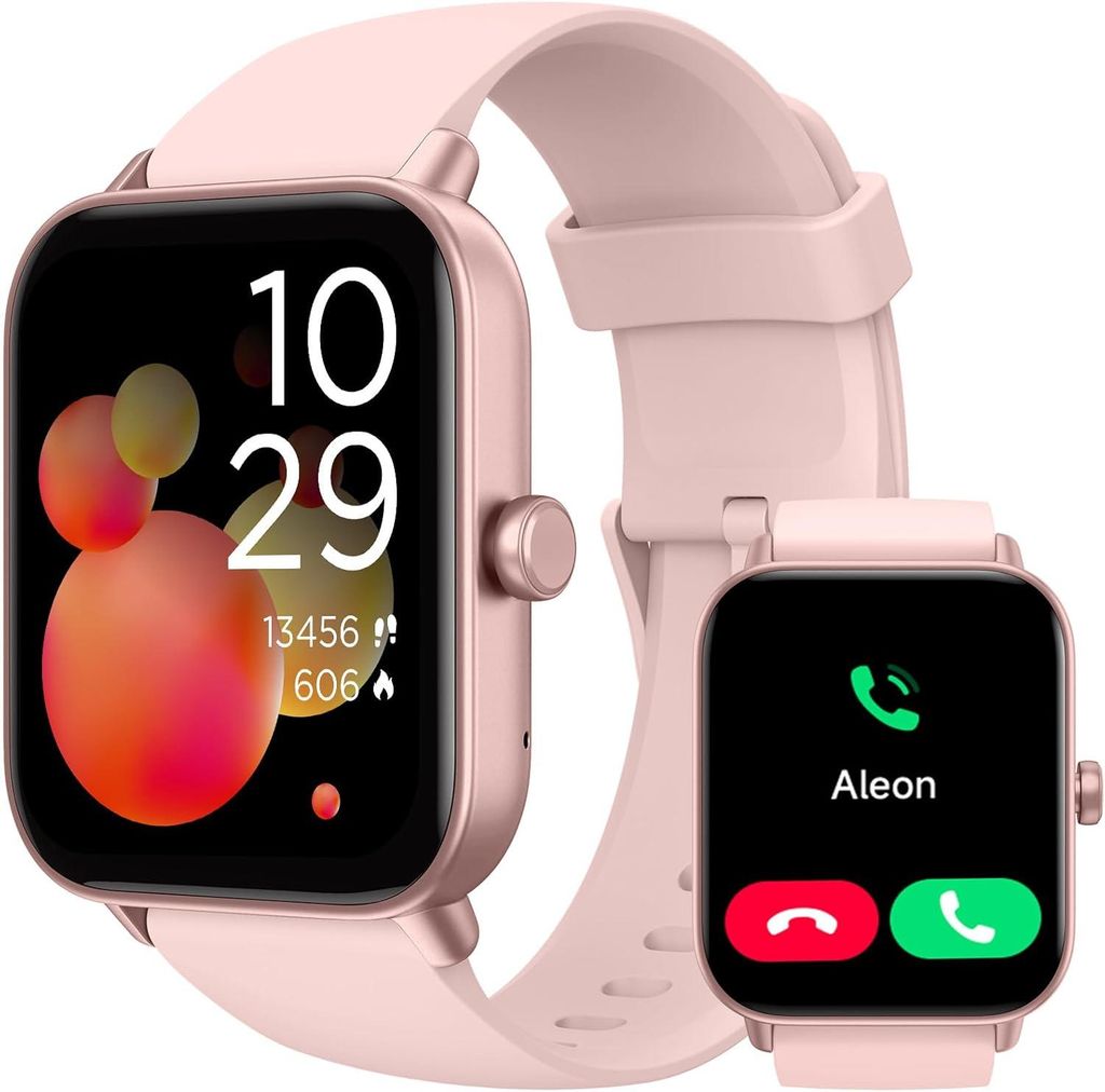 TOOBUR Damen-Smartwatch mit Alexa & Telefonfunktion, 1.8" Fitnessuhr, 100+ Sportmodi, 24/7 Puls, Schlaf & Stress, IP68, Android/iOS