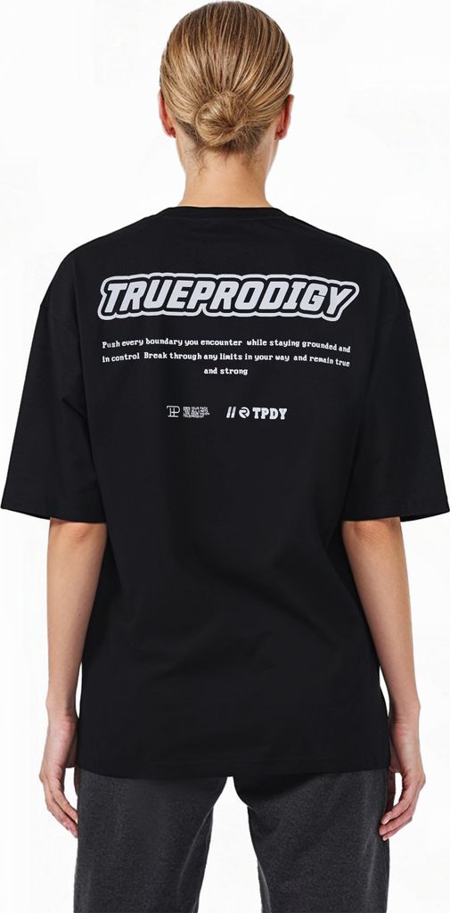 Eden F Damen Oversize-Shirt Logoprint Rundhals dicker Stoff Rundhals