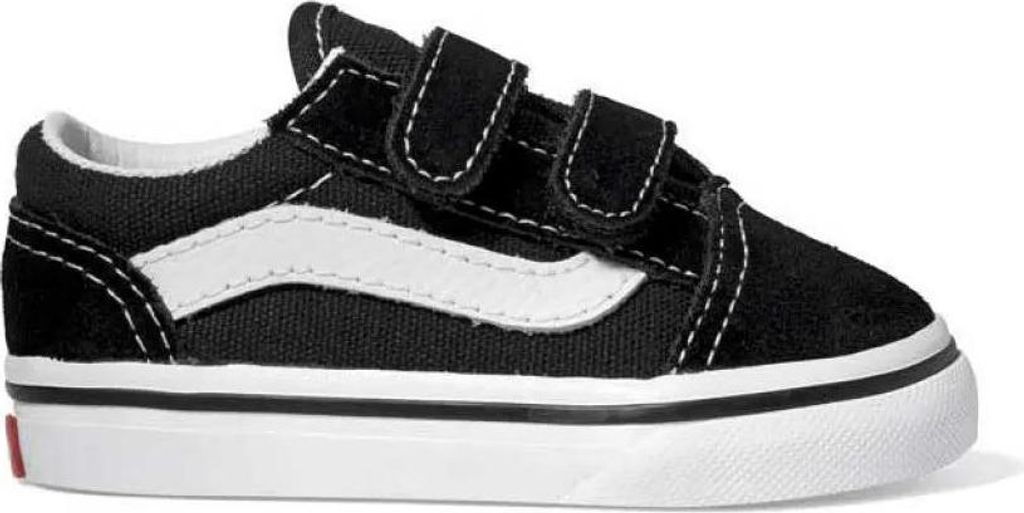 A single black and white Vans Old Skool V sneaker for children is shown against a white background.
