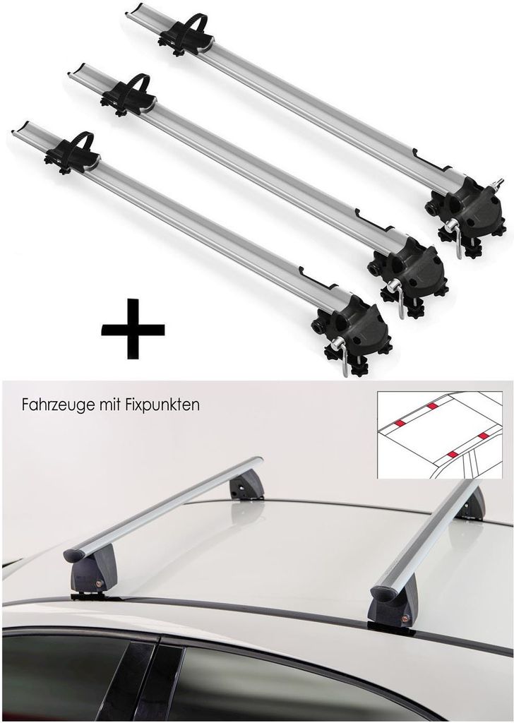 3x Fahrradträger Bike Pro + Dachträger VDP Delta kompatibel mit für Mercedes E (W211) (4 Türer) 2002-2009