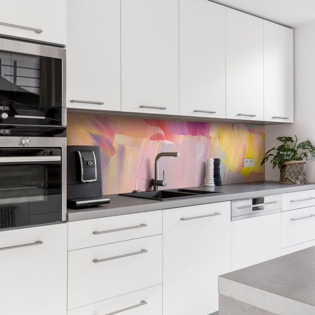 Dedeco Küchenrückwand Motiv: Kunst V2, 3mm Acrylglas Plexiglas als Spritzschutz für die Küchenwand Wandschutz Dekowand wasserfest, 3D-Effekt, a...