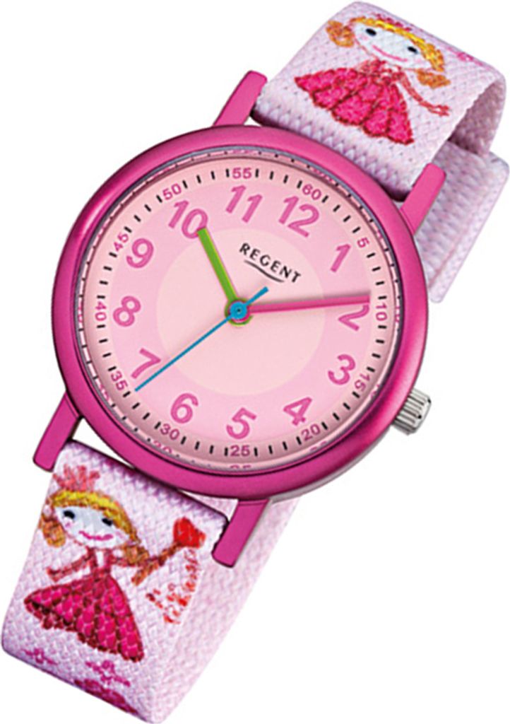 Regent Armbanduhr rosa F-949 Kinder Analog-Quarzuhr URF949