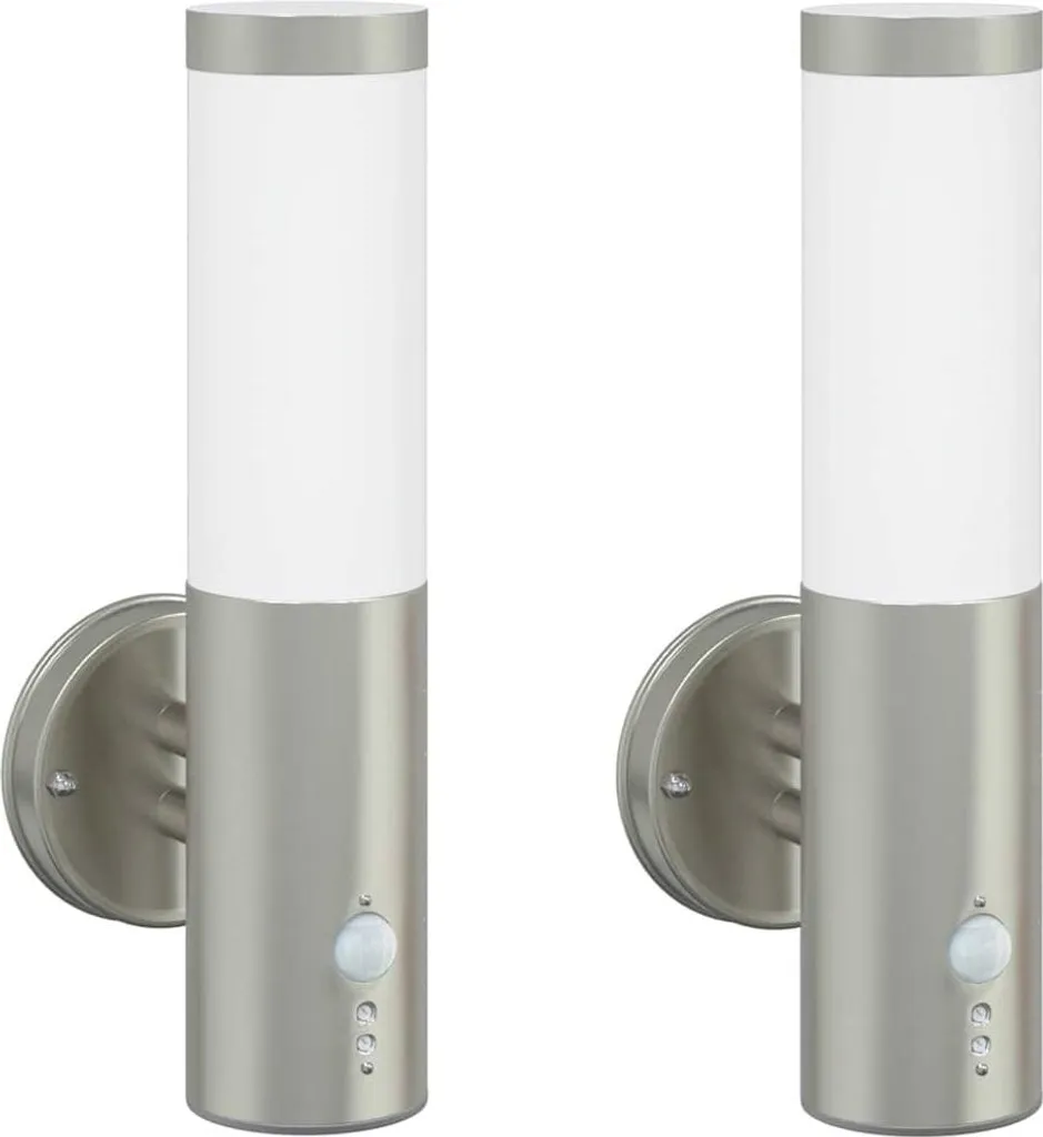 vidaXL Applique Esterno Argento 2 pz - Acciaio Inox IP44 E27 Offerta