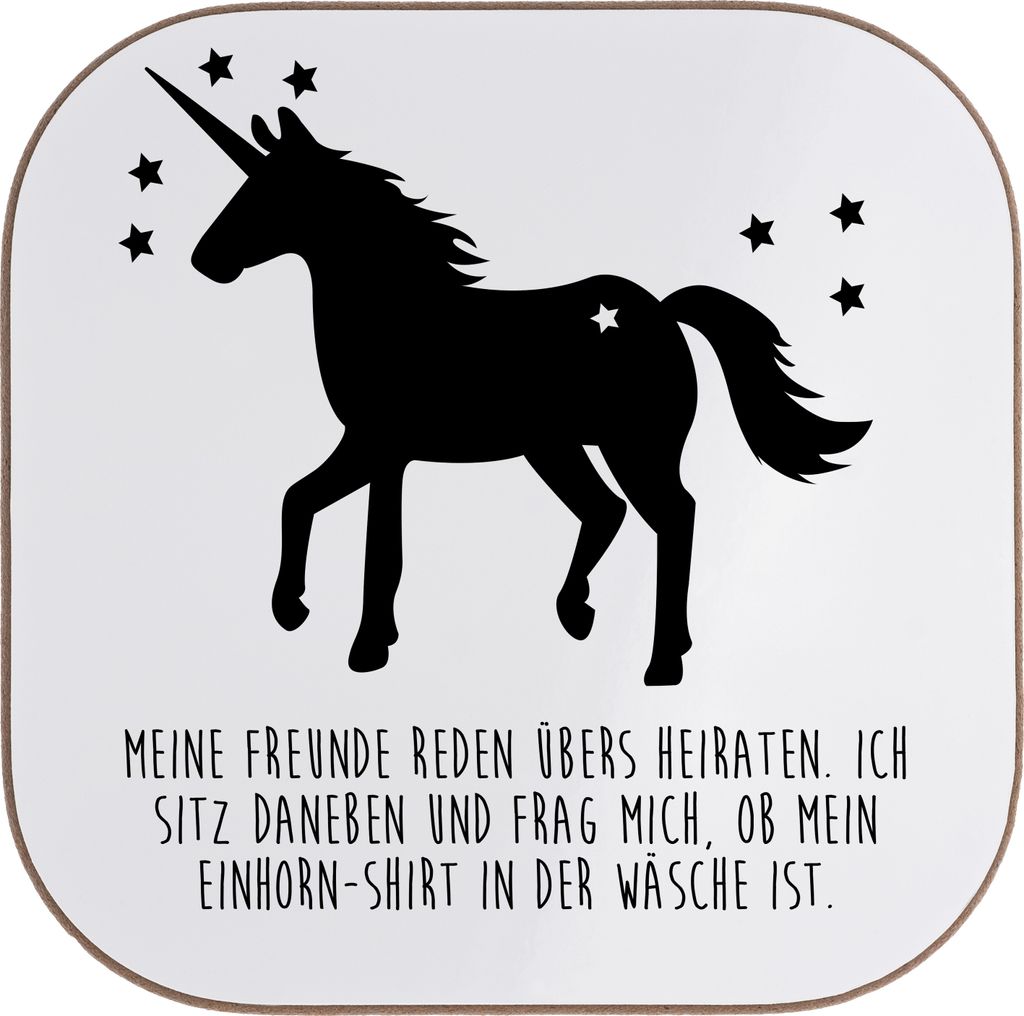 Mr. & Mrs. Panda Untersetzer für Gläser Meine Freunde reden übers... - Weiß - Geschenk, Horn, Sternchen, Holzuntersetzer, Pony, Sterne, Quadrat...