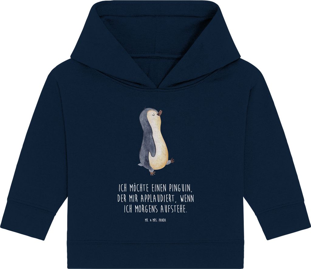 Mr. & Mrs. Panda Organic Baby Hoodie Pinguin marschieren 24. - 36. Monat - French Navy - Geschenk, Bruder, Aufstehen, Kapuzensweatshirt, Familie, K...