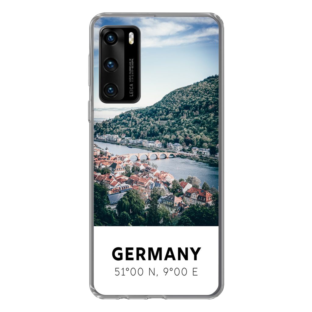 MuchoWow Handyhülle Schutzhülle Hülle für Huawei P40 Deutschland - Heidelberg - Sommer Silikon Softcase Handy Hülle - Handytasche