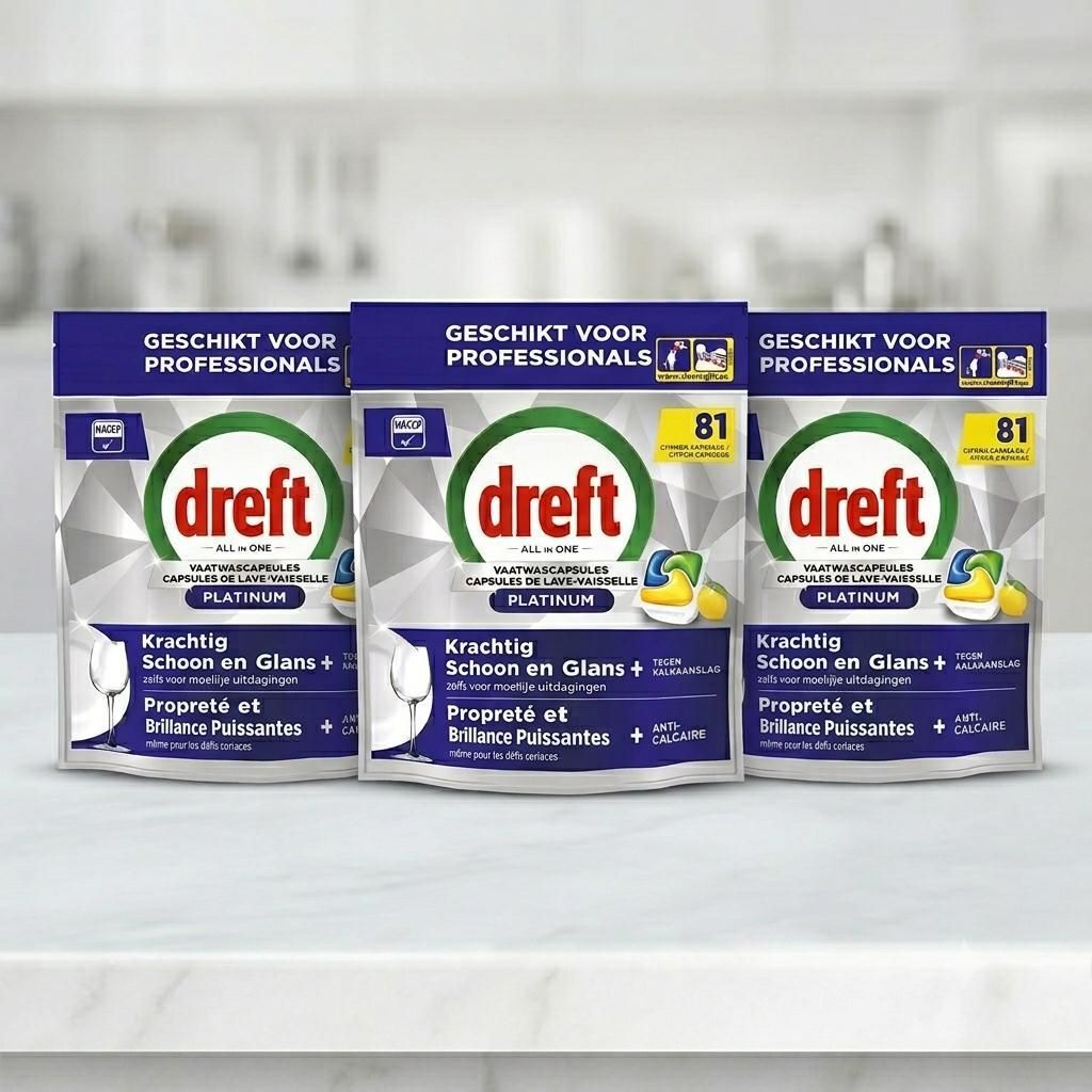 Pastiglie per lavastoviglie Dreft Platinum Lemon All-in-One Immagine del prodotto 