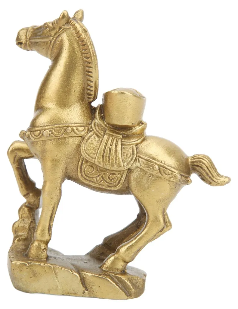 Sculpture de cheval debout en laiton vieilli - Objet déco pour buffet - 4