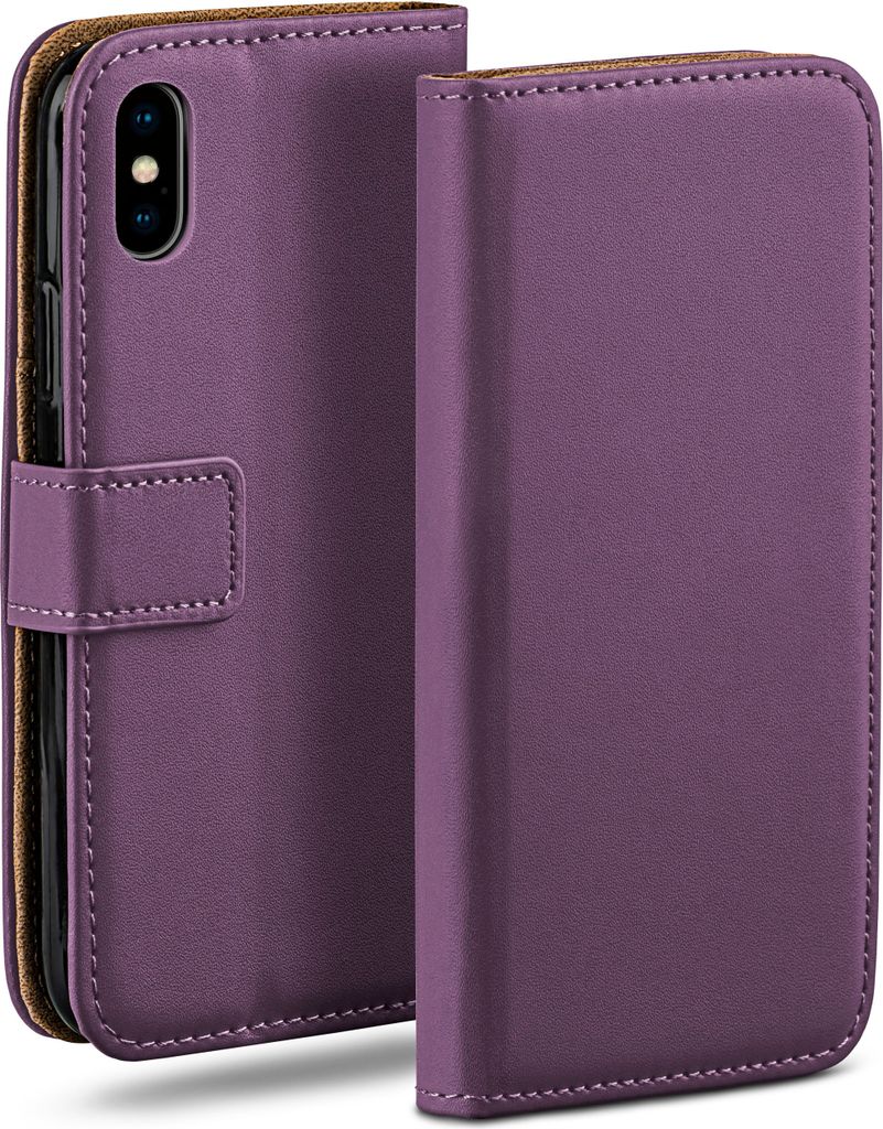 moex Book Case kompatibel mit Apple iPhone X / iPhone XS - Hülle 360 Grad klappbar, Lila