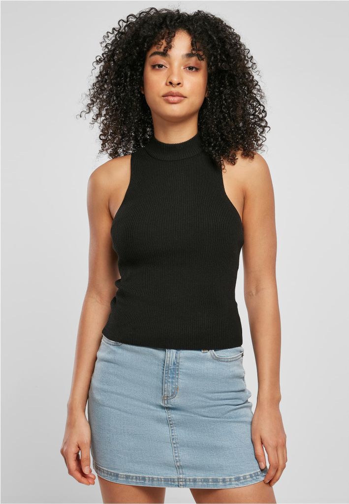 Urban Classics Ladies - Rib Knit Turtleneck Top schwarz - XX