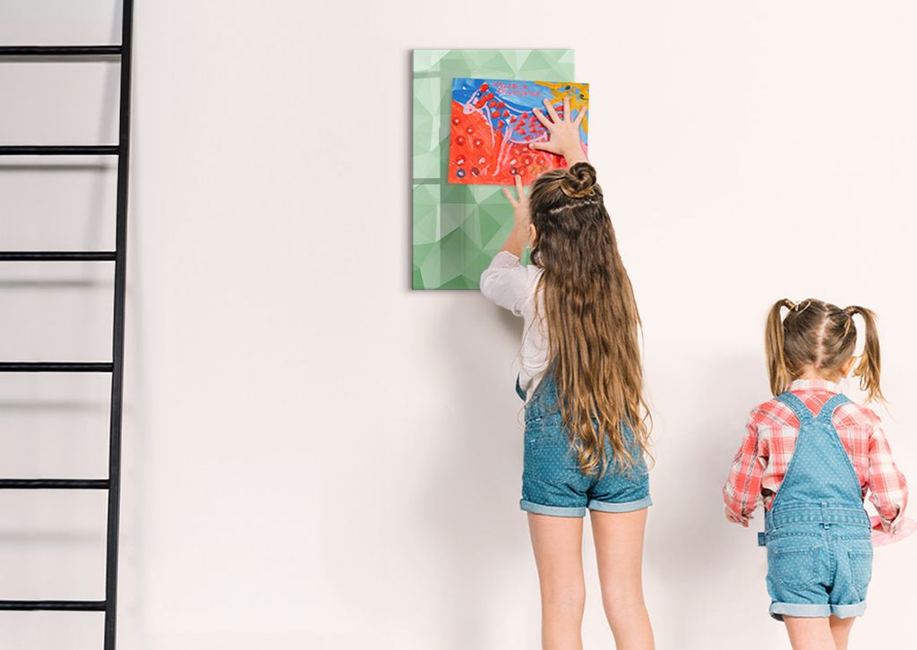 Magnetische Notiztafel - Schwarzer Marker + Schwamm + Magnete - 40 x 60 cm - Dreiecksabstraktion
