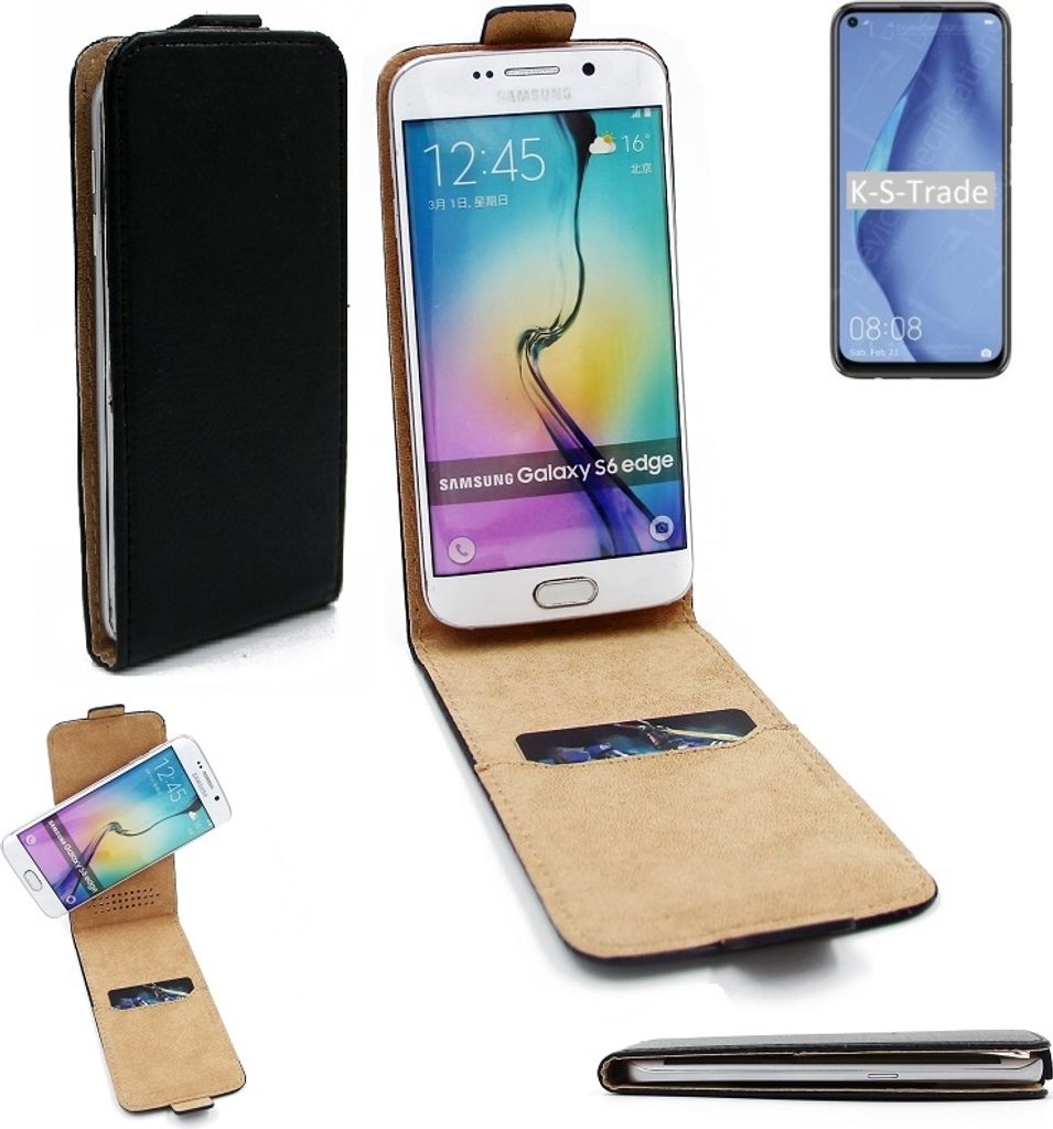 K-S-Trade Schutzhülle Handyhülle kompatibel mit Huawei P40 Lite Flipstyle 360° Smartphone Tasche, schwarz, Case Flip cover