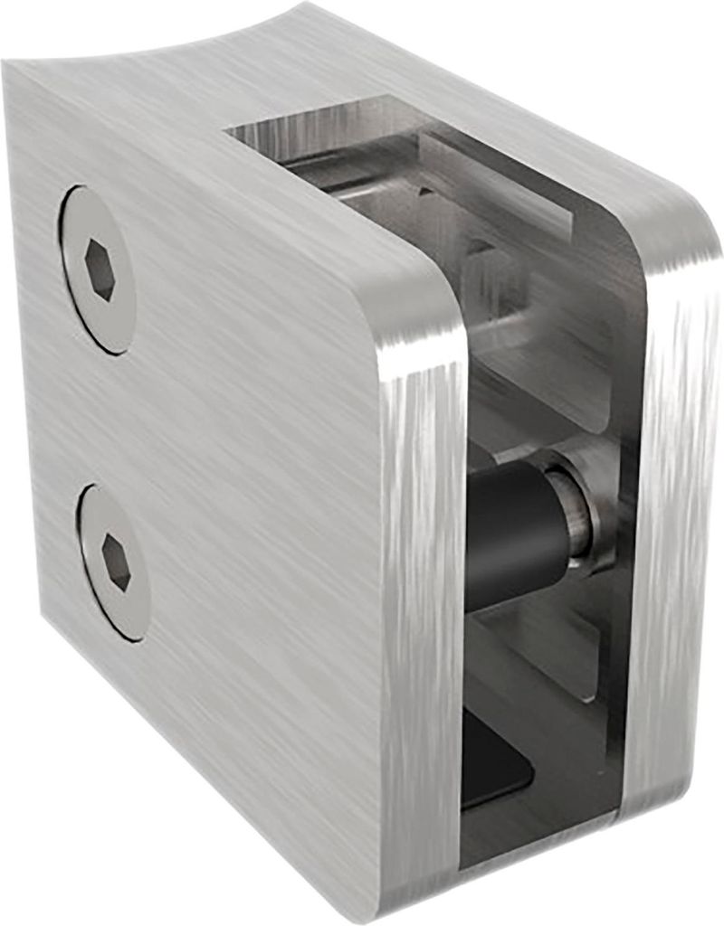 ECONOMY Glasklemmbeschlag für Rundrohr 42,4mm, eckig, Edelstahl geschliffen V2A