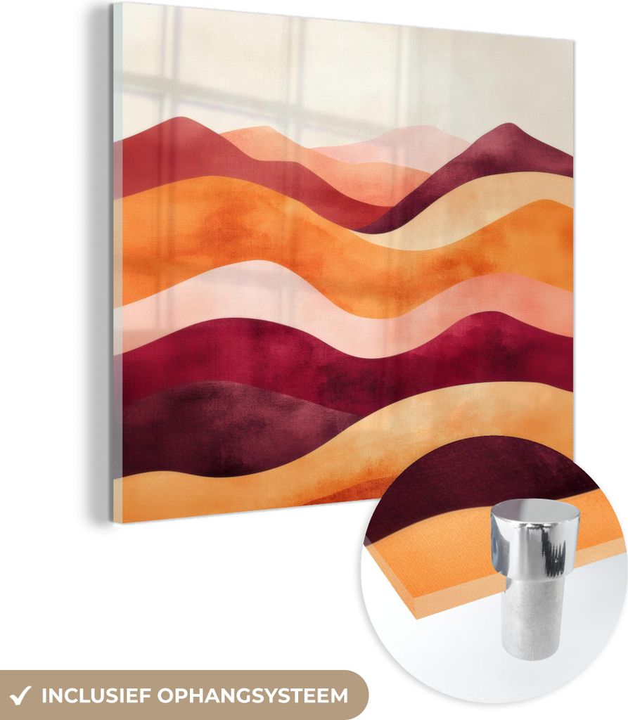 MuchoWow Glasbilder - Bilder auf Wandbild - Foto auf Glas Abstrakt - Landschaft - Wellen 40x40 cm Wanddekoration aus Glas - Acrylglasbild - Acrylbi...