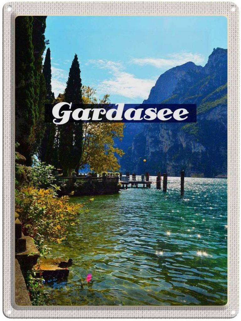 vianmo Blechschild 40x30 cm Gardasee Italien Natur Sonne Bildmotiv Reisemotiv Abenteuer Reisen Europa Urlaub