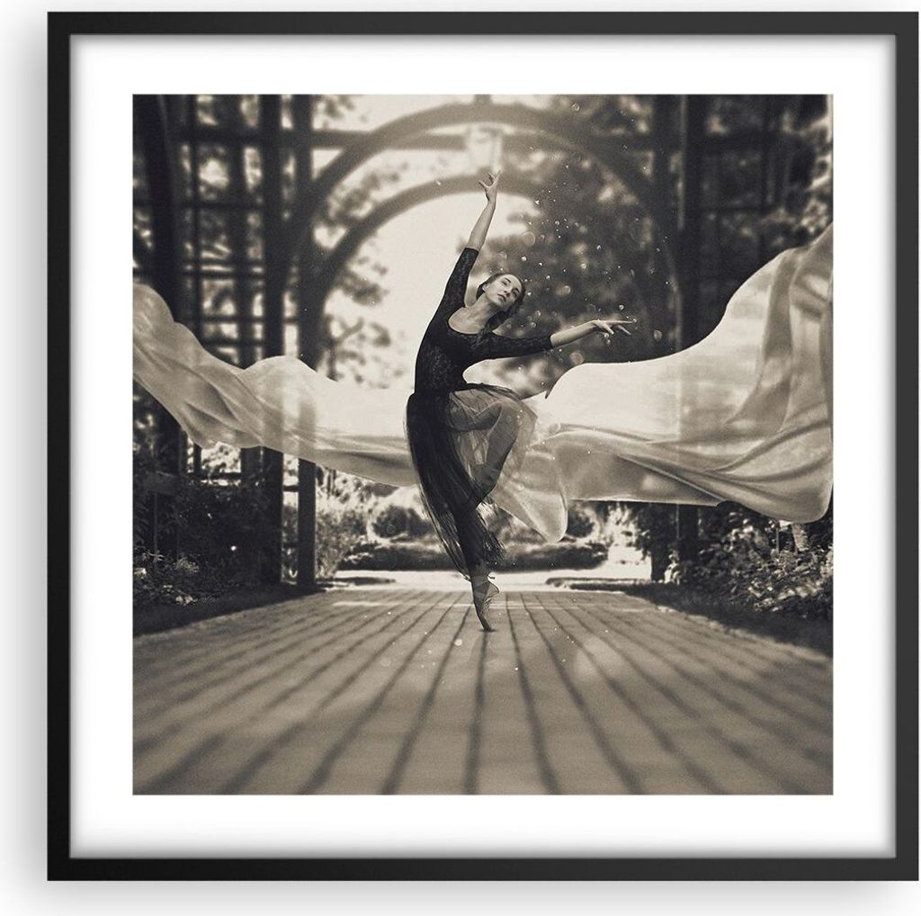 Gerahmtes Poster - Schwarzer Rahmen - Ballerina Tanz Luft - 50x50 cm - Wand Bild - Wanddeko - Wandbilder - Kunstposter - Wandposter - Bilderrahmen ...