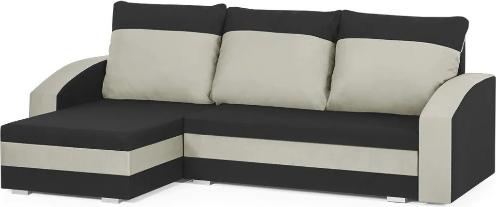 KING Ecksofa mit Schlaffunktion - Schwarz/Creme