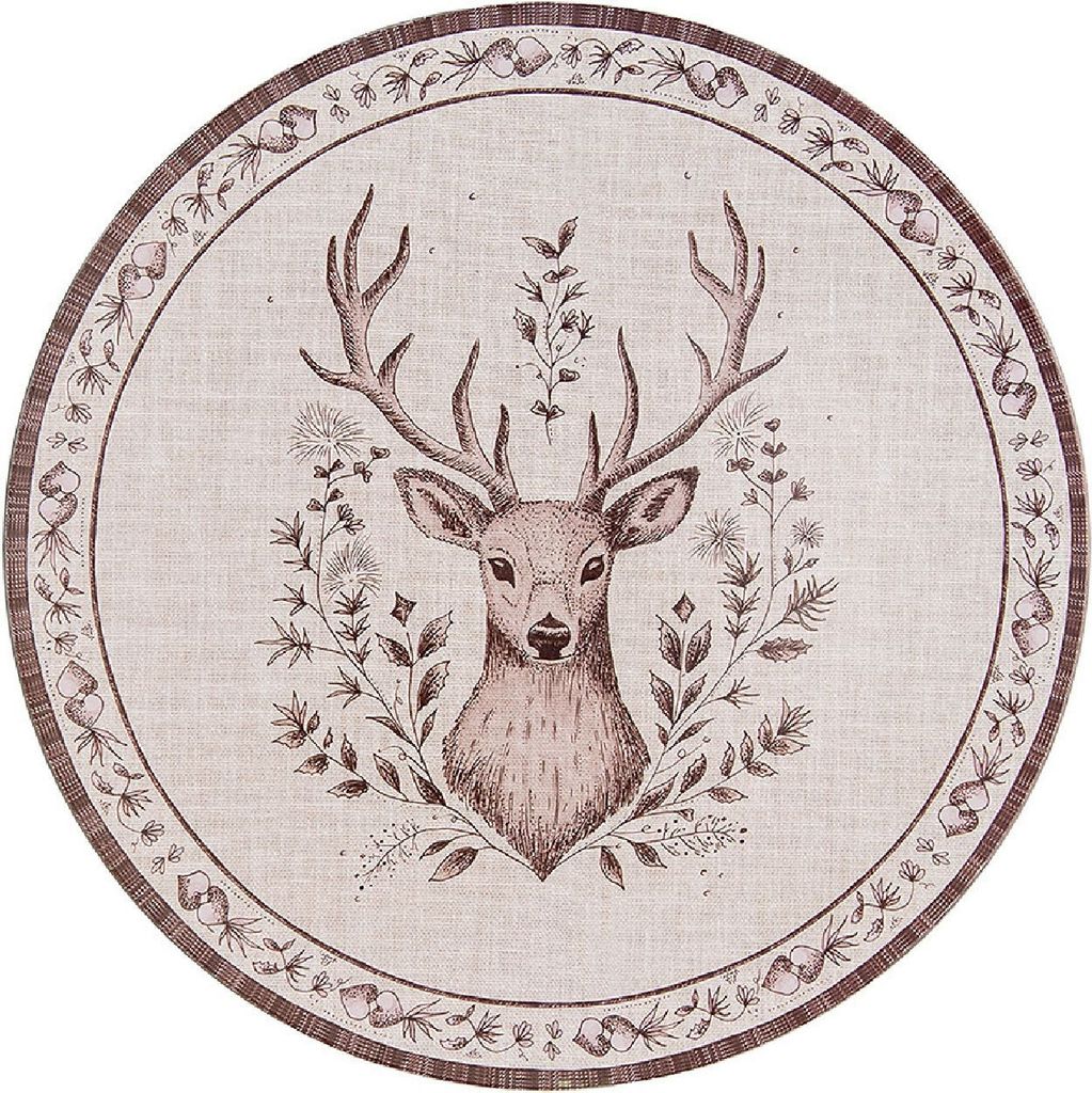Clayre & Eef Unterteller Ø 33 cm Beige Braun Kunststoff Produktbild 