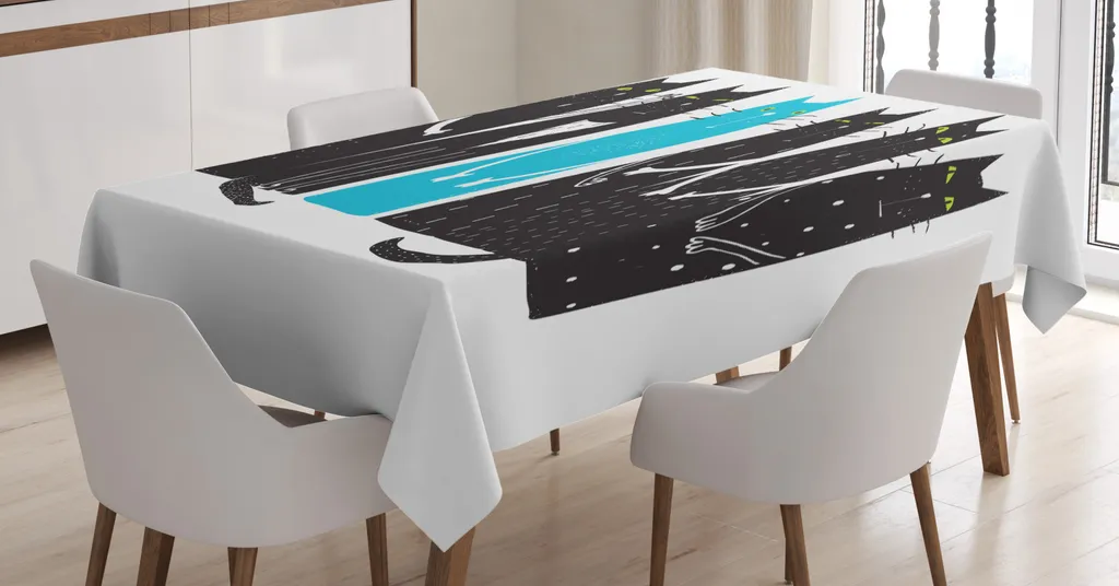 Tovaglia Rettangolare ABAKUHAUS Pesce E Fauna Sottomarina - 140 X 240 Cm - Blu/Grigio - In Poliestere Setificato, Impermeabile E Antimacchia - Per Esterni E Interni - 3