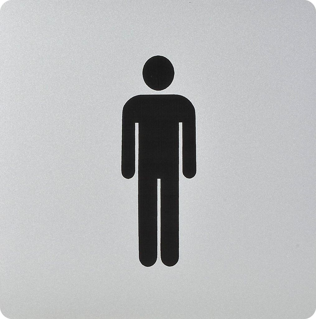 WC Symbol Mann selbstklebend, 100 x 100 mm, Kunststoff alufarbig