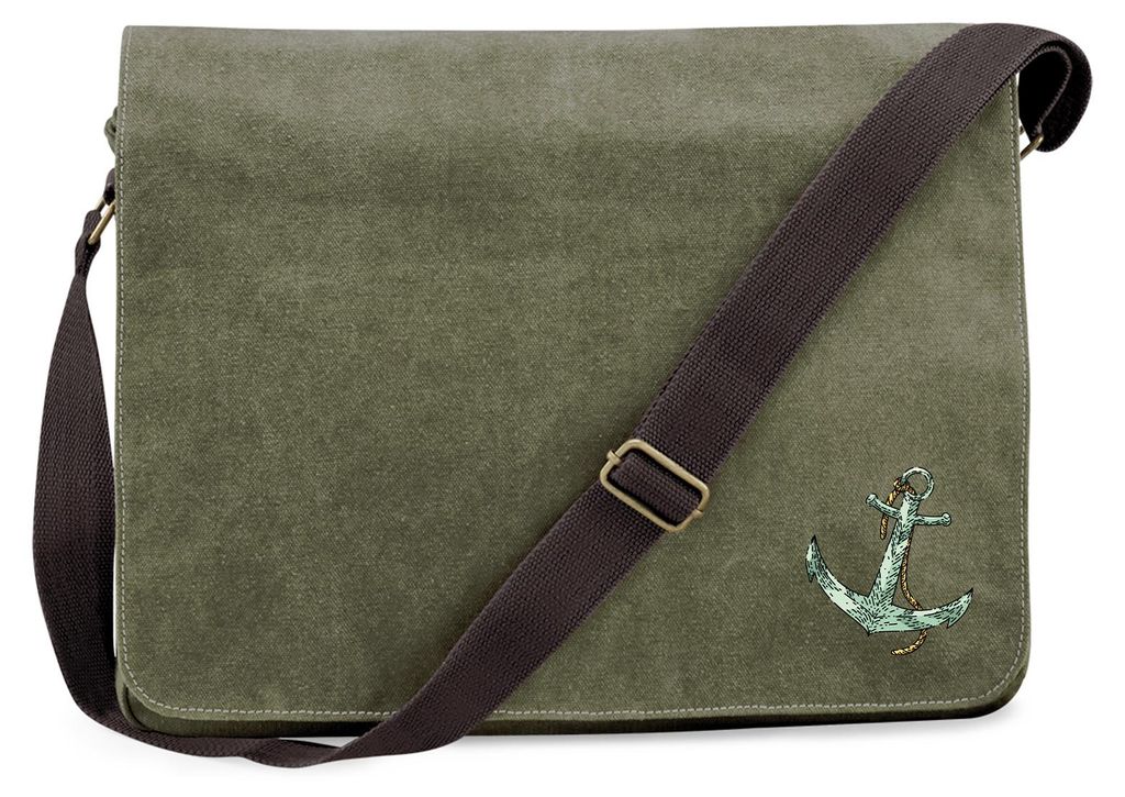 Huuraa Umhängetasche Anker Anchor 14 Liter Military Green Canvas Laptoptasche Geschenkidee