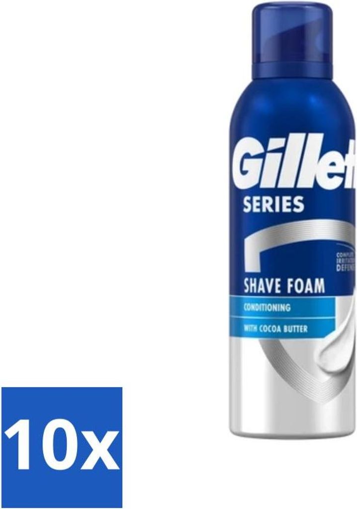 Gillette Series Rasierschaum mit Kakaobutter - 250 ml - Vorteilspack - 10 Stücke