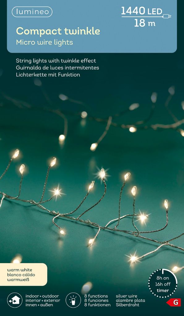 Lumineo Micro-LED COMPACT TWINKLE 1440 LED 18 m warm weiß, Produktbild 