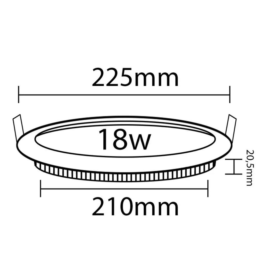 Plafoniera Da Incasso A LED 18W Bianco Freddo 6500K - Faretto Sottile Con Foro 200 Mm, 1260 Lm, Per Corridoio E Cucina