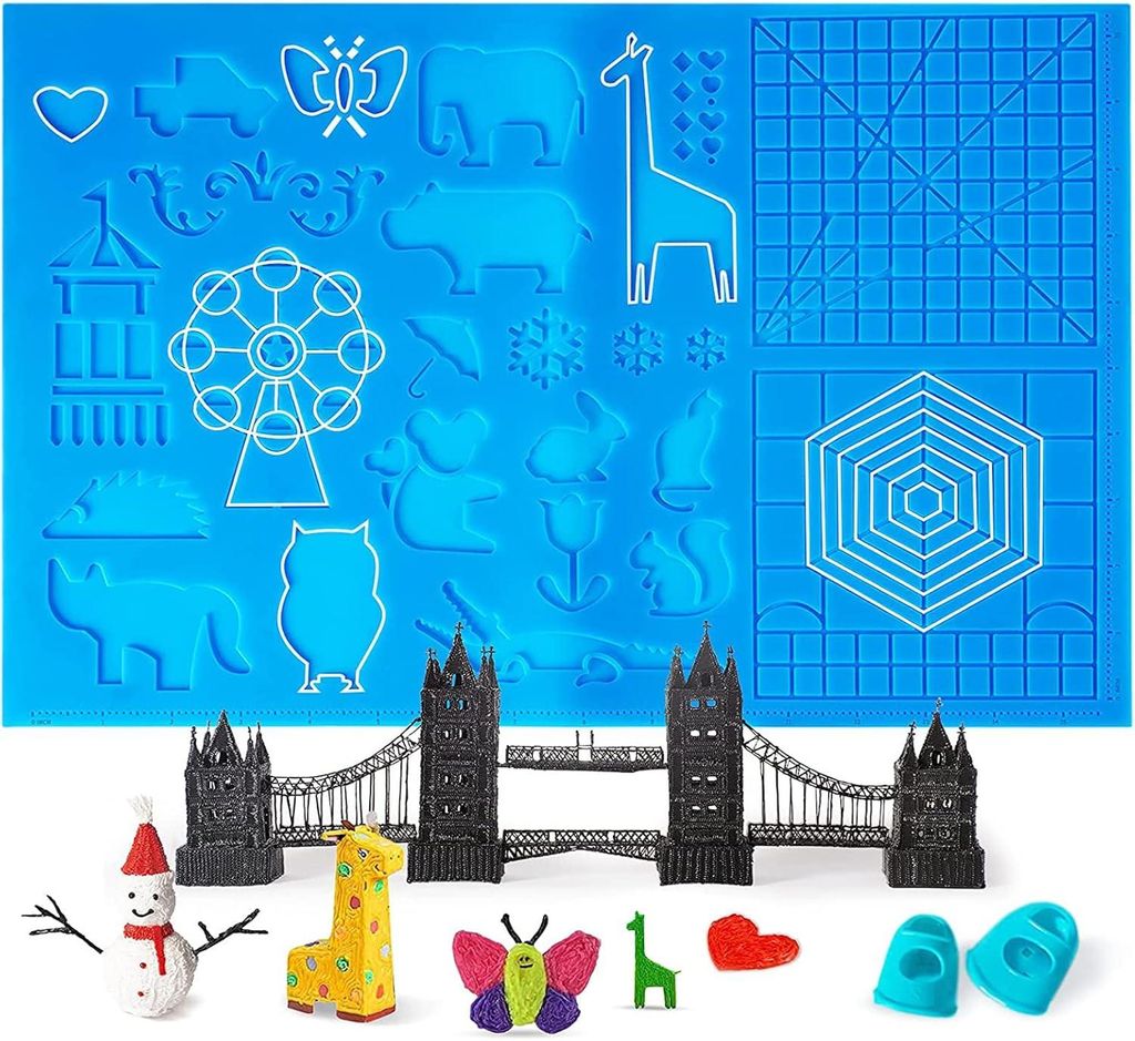 3D-Stiftmodell, 3D-Druckstiftmodell, 3D-Stiftmatte, große Matte (41,5 x 27,5 cm) mit Tiermuster, geeignet für Anfänger, mit 2-Finger-Stabilisier...
