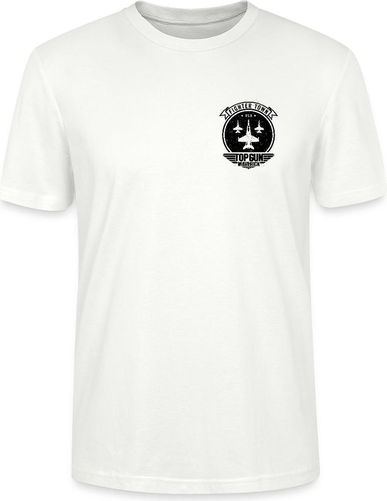 Spreadshirt Top Gun Maverick Fighter Town Jet Logo Uni Bio T-Shirt, S, Weiß